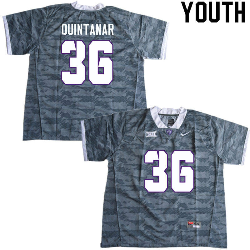 Youth #36 Ryan Quintanar TCU Horned Frogs College Football Jerseys Sale-Gray